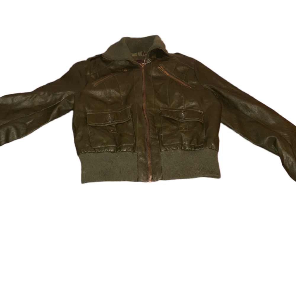 ⭐Never worn green faux leather jacket